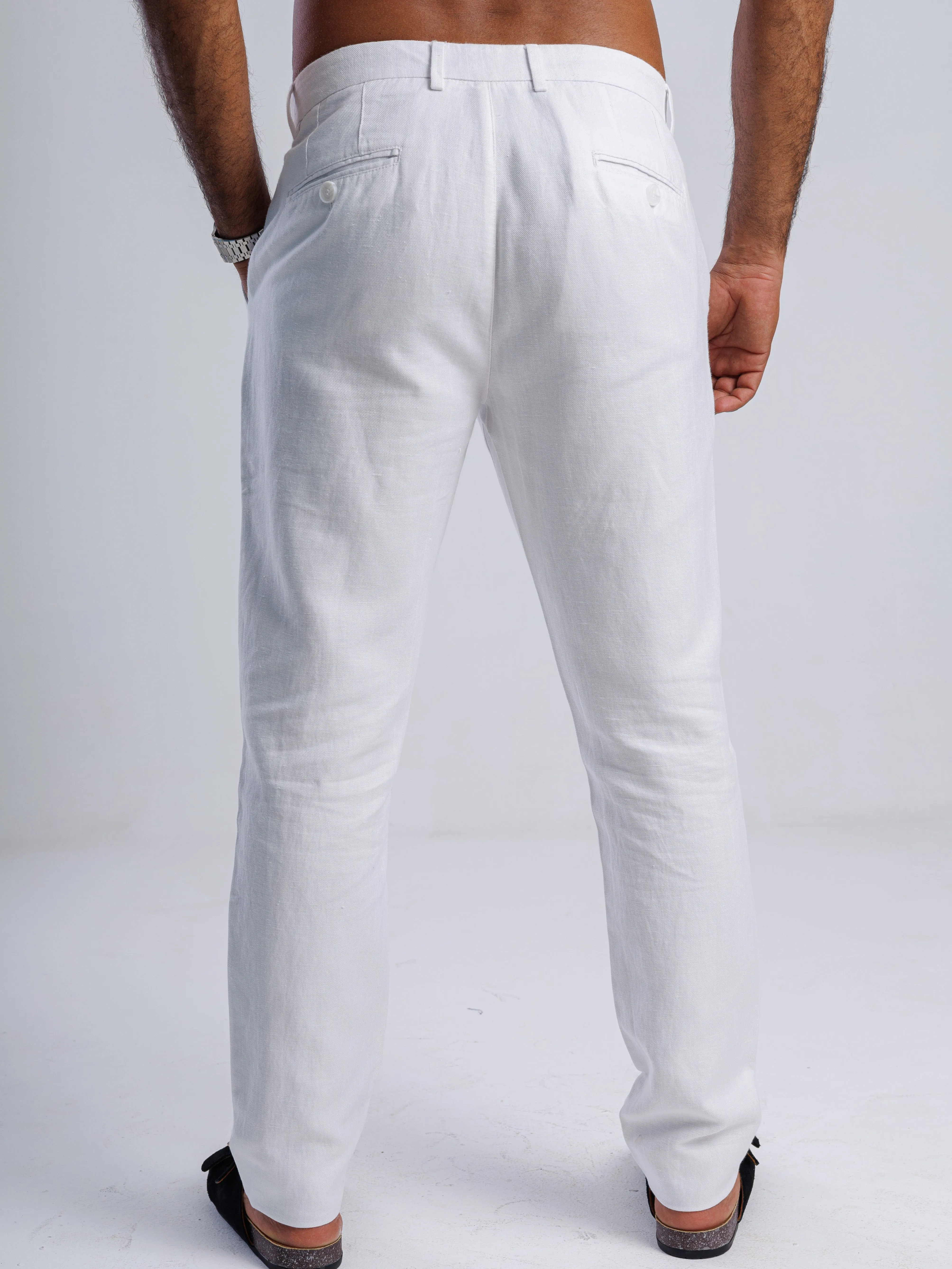 Linen Blend Tailored Trousers