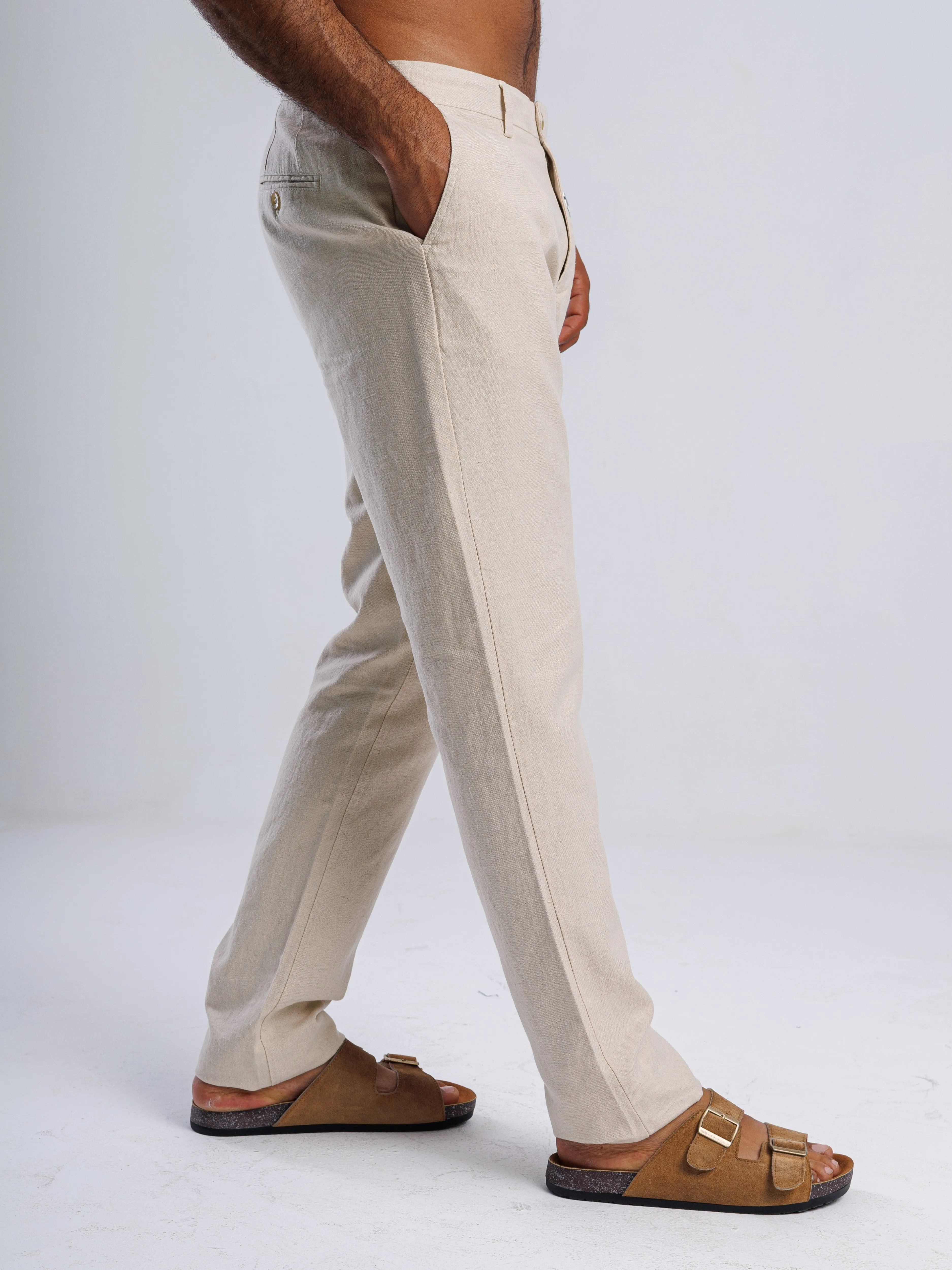 Linen Blend Tailored Trousers