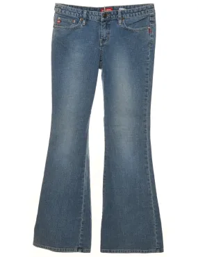 Medium Wash Flared Y2K Low-Rise Jeans  - W30 L32