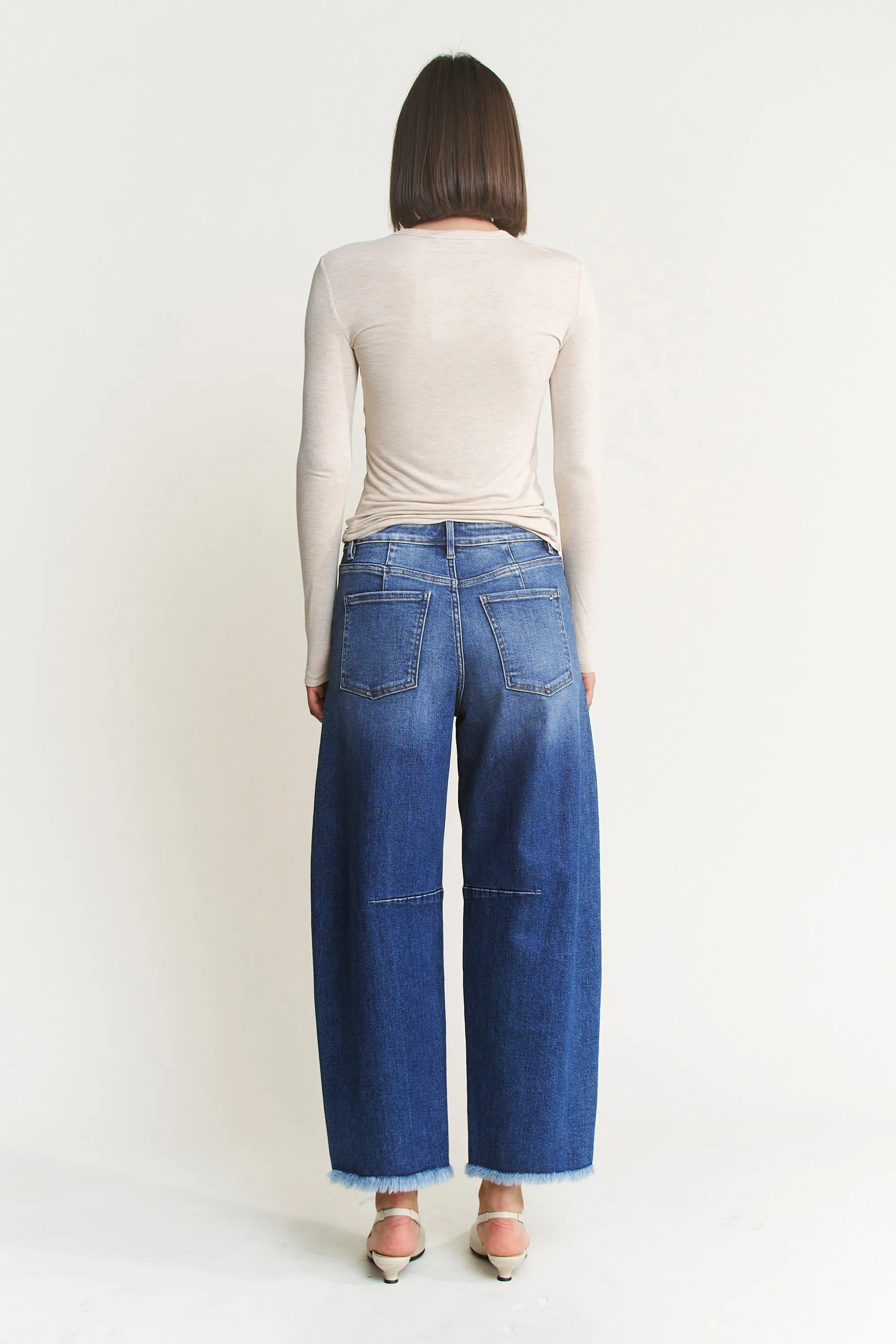 Mica - Distressed Barrel Jean - SALE