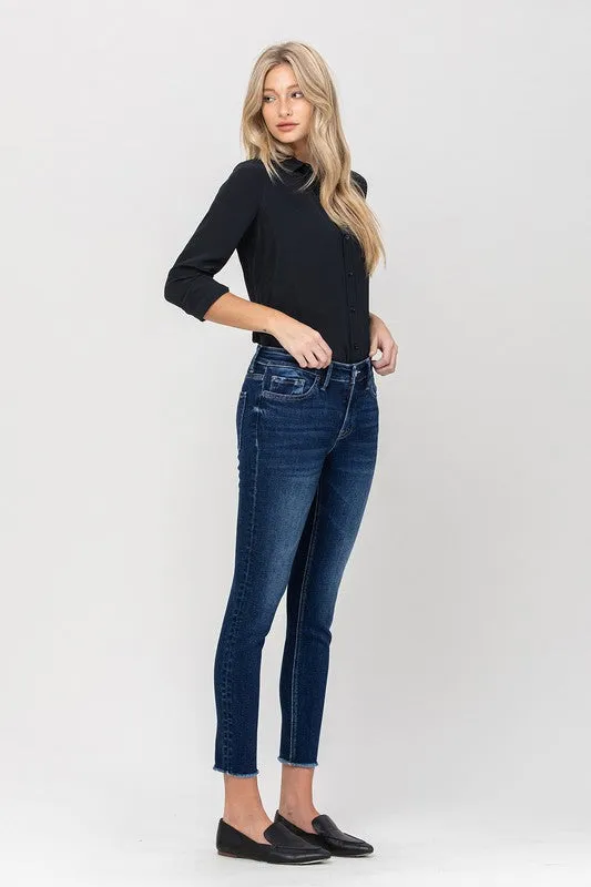 MID RISE RAW HEM CROP SKINNY