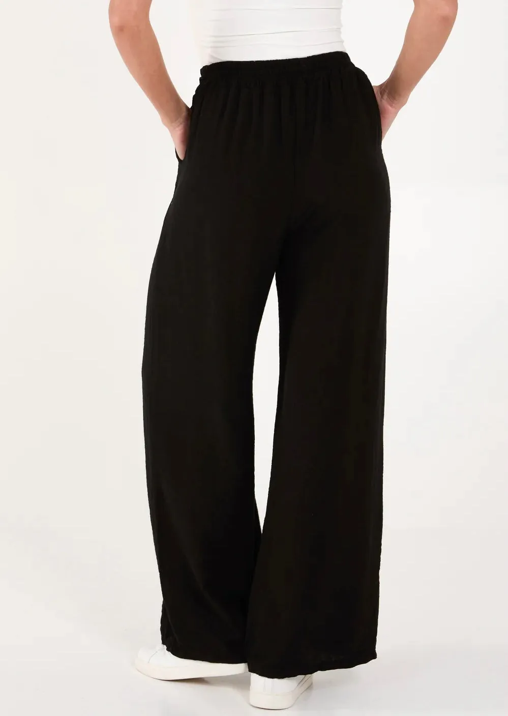 Plain Wide Leg Trousers With Pockets (5 Colours)