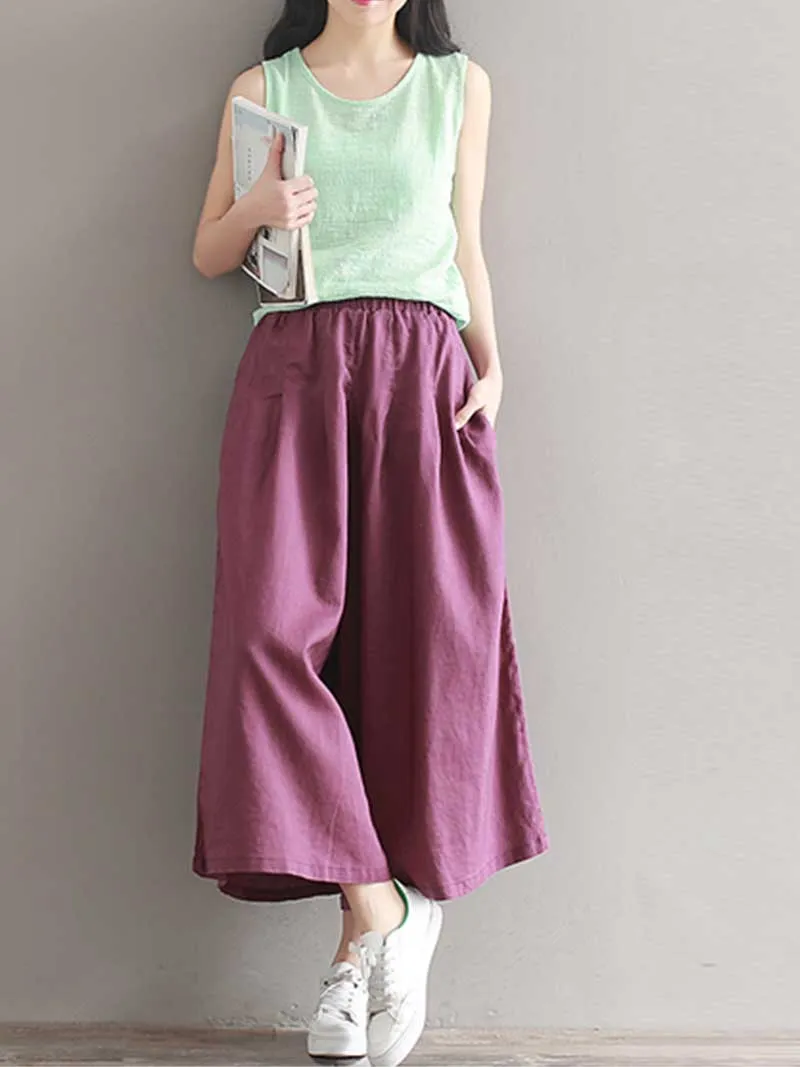 Puppy Love Cotton linen wide-leg Trousers