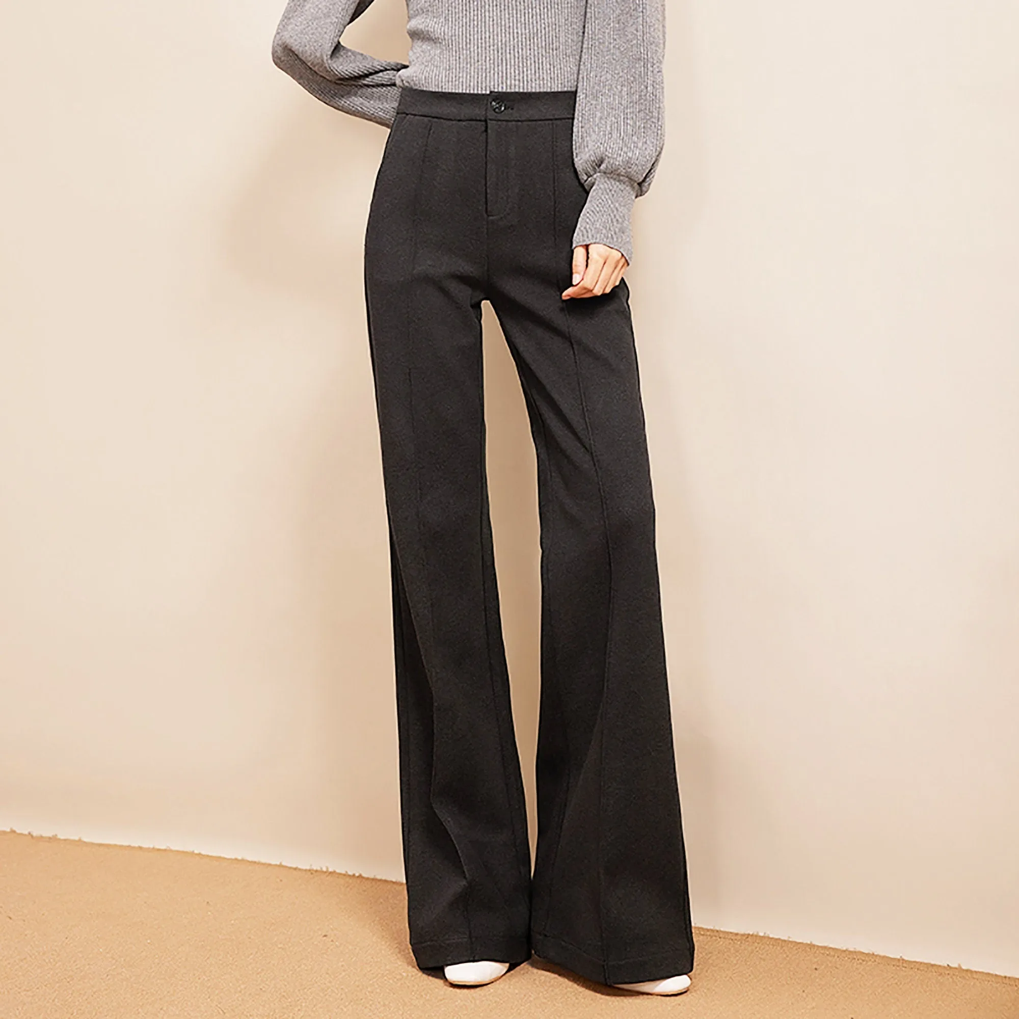 Ribbed Wide Leg Full Length Pants