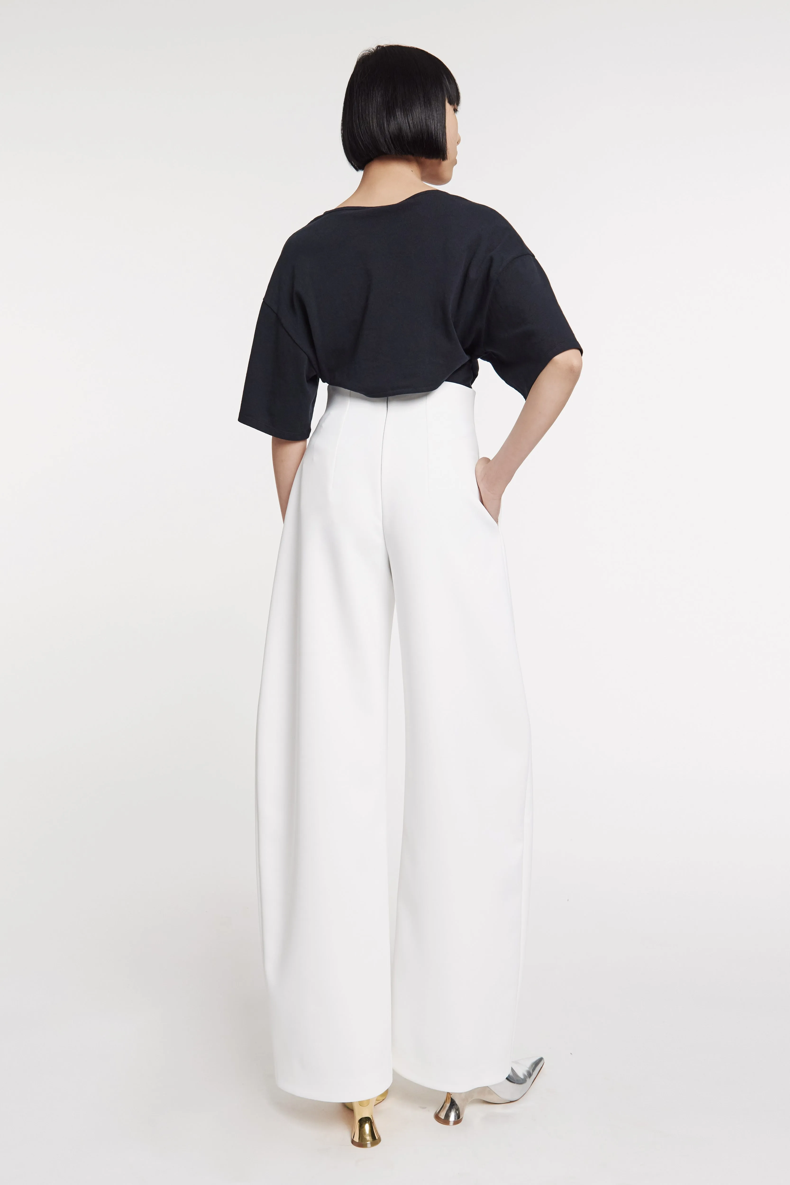 Rounded Tailored Trousers White