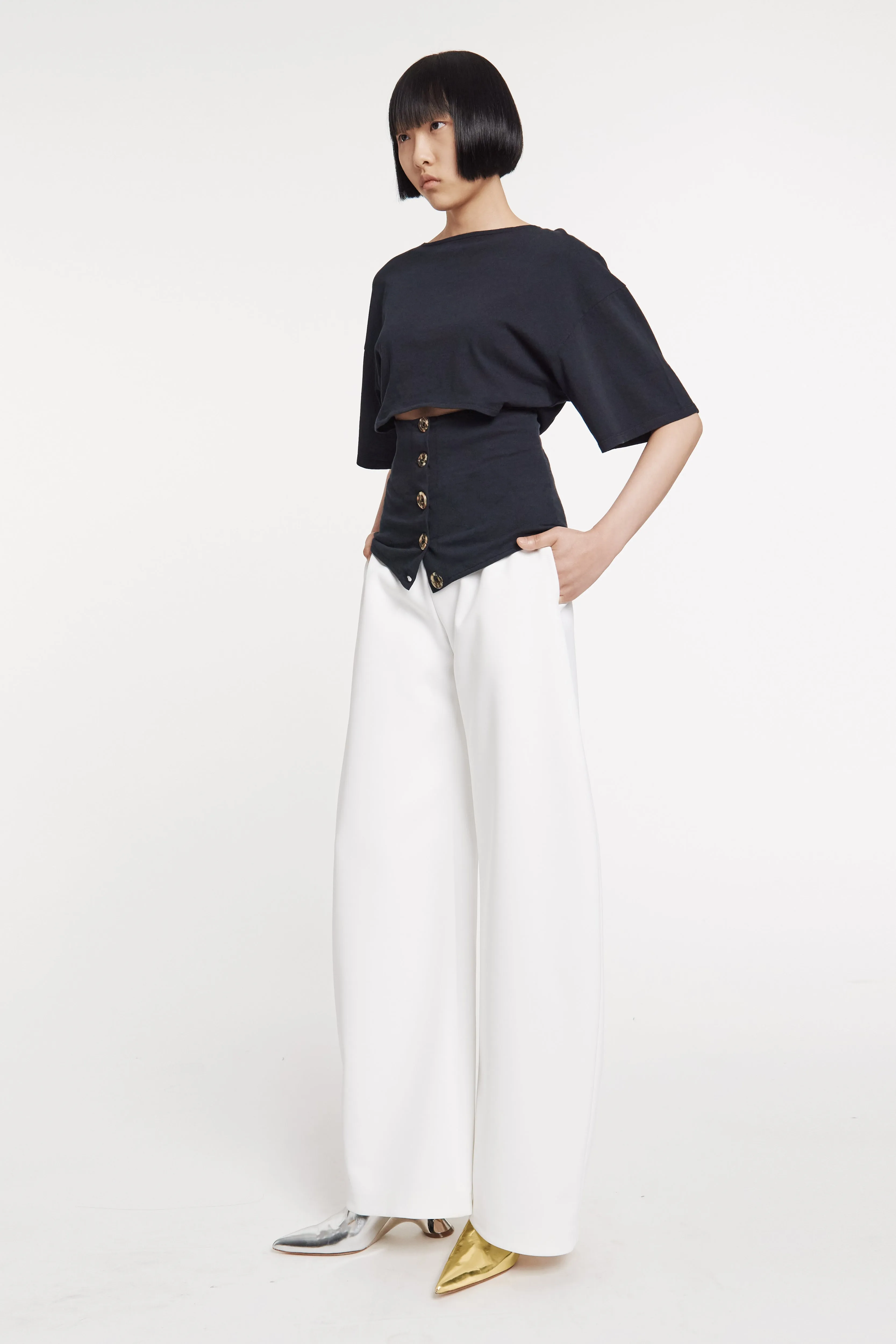 Rounded Tailored Trousers White