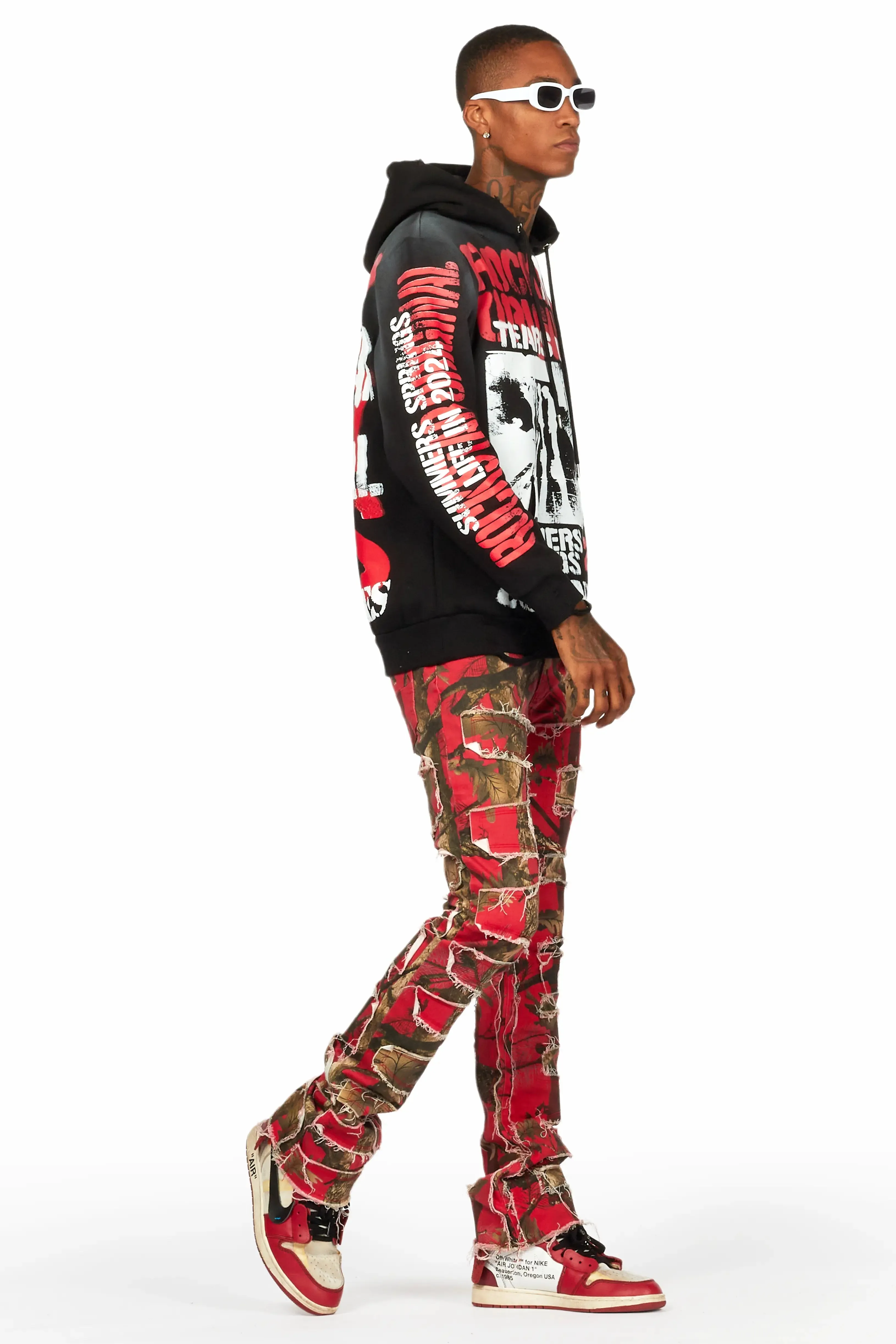 Shake Red Tree Camo Stacked Flare Jean