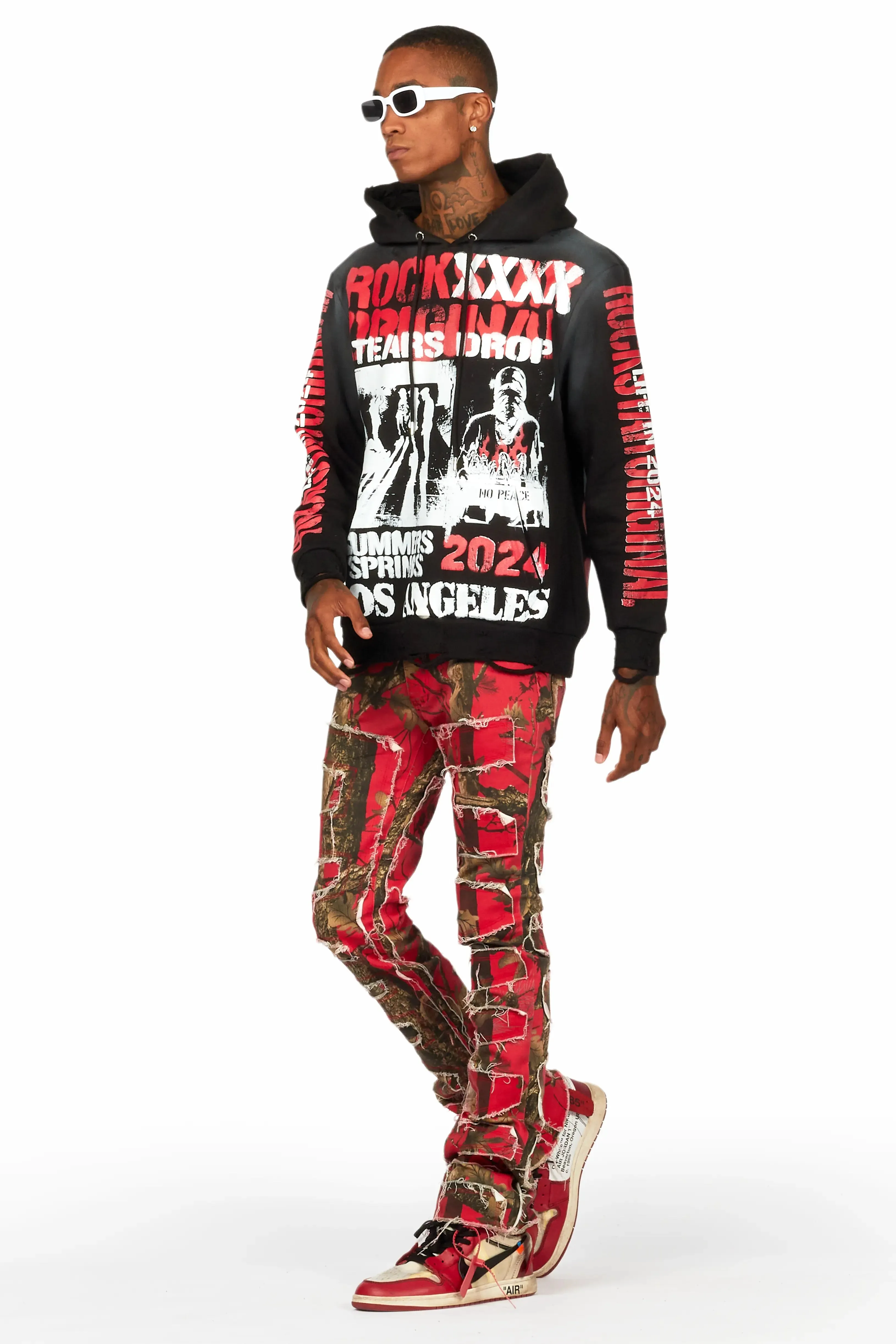 Shake Red Tree Camo Stacked Flare Jean