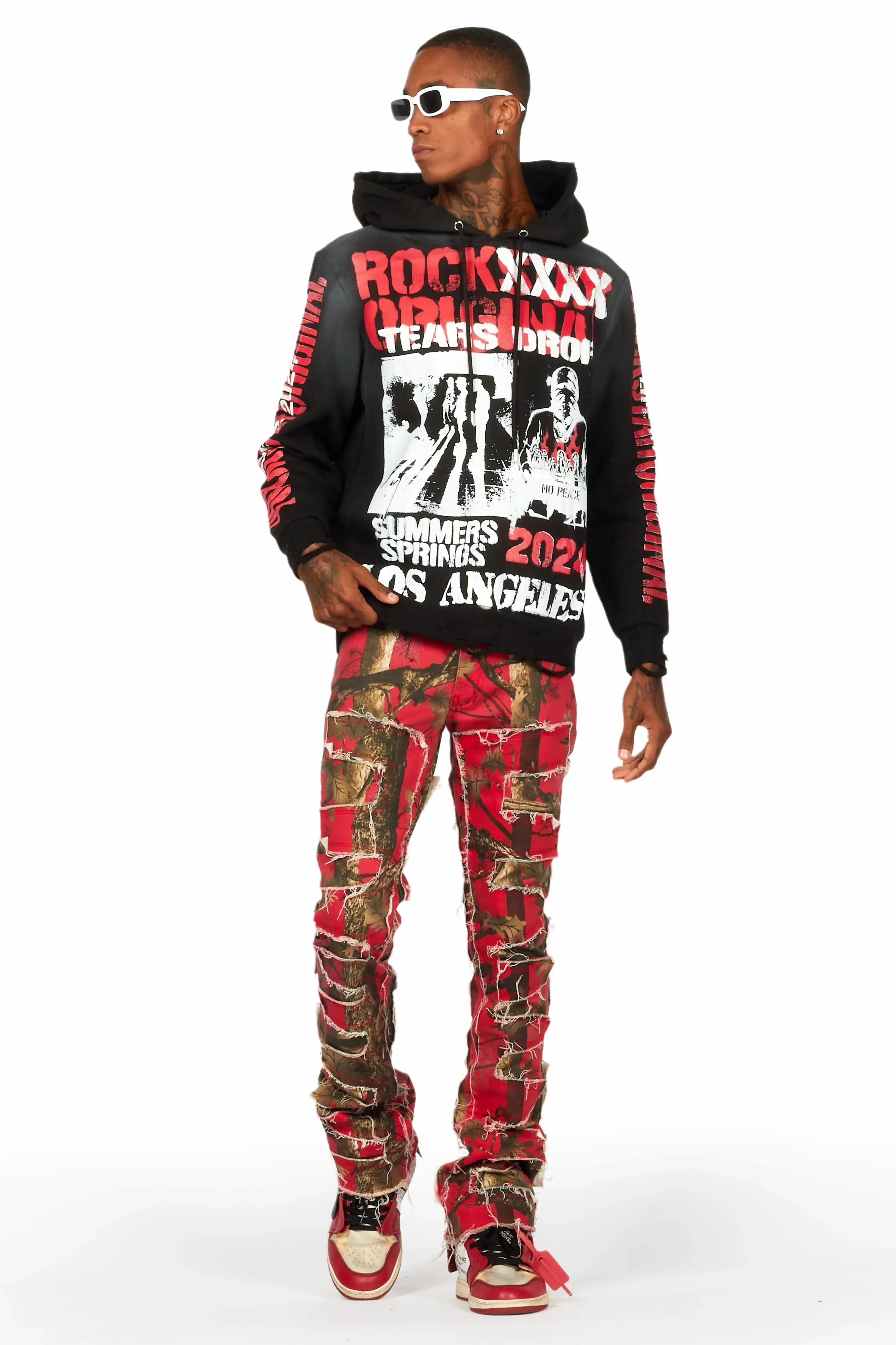 Shake Red Tree Camo Stacked Flare Jean