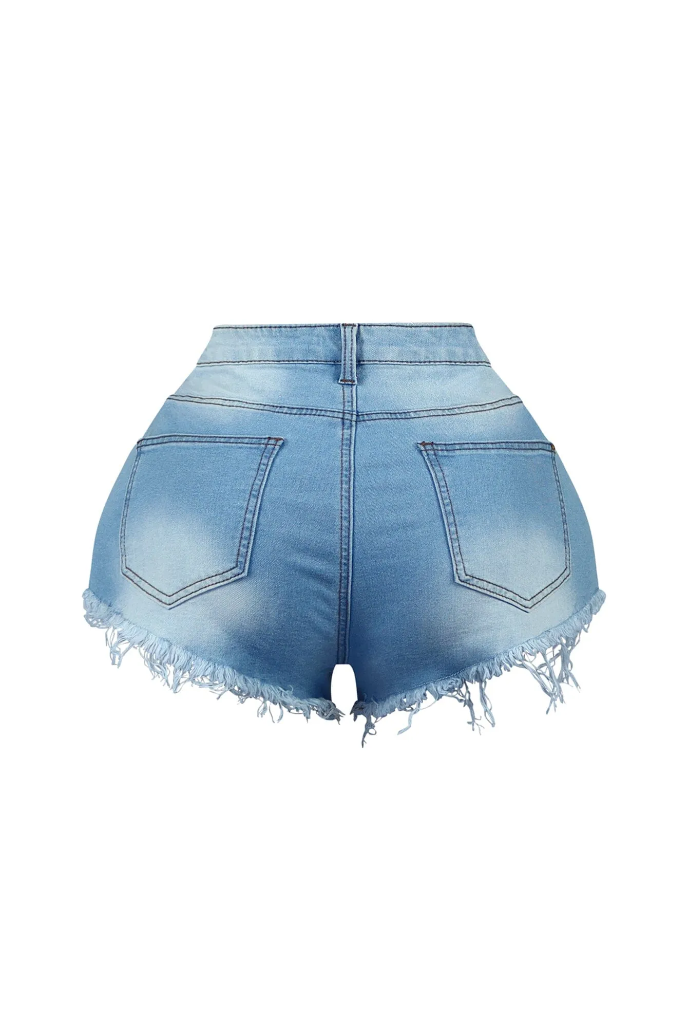 Stormi Heart & Chain Draped Denim Shorts