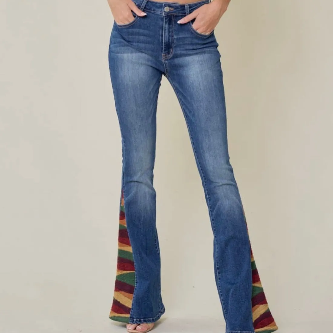 Sunrise on Sunset Blvd Embroidered Flared Jeans