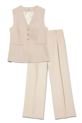 Tailored Cutaway Longline Waistcoat, Stone and Pleat Front Tailored Trousers, Stone