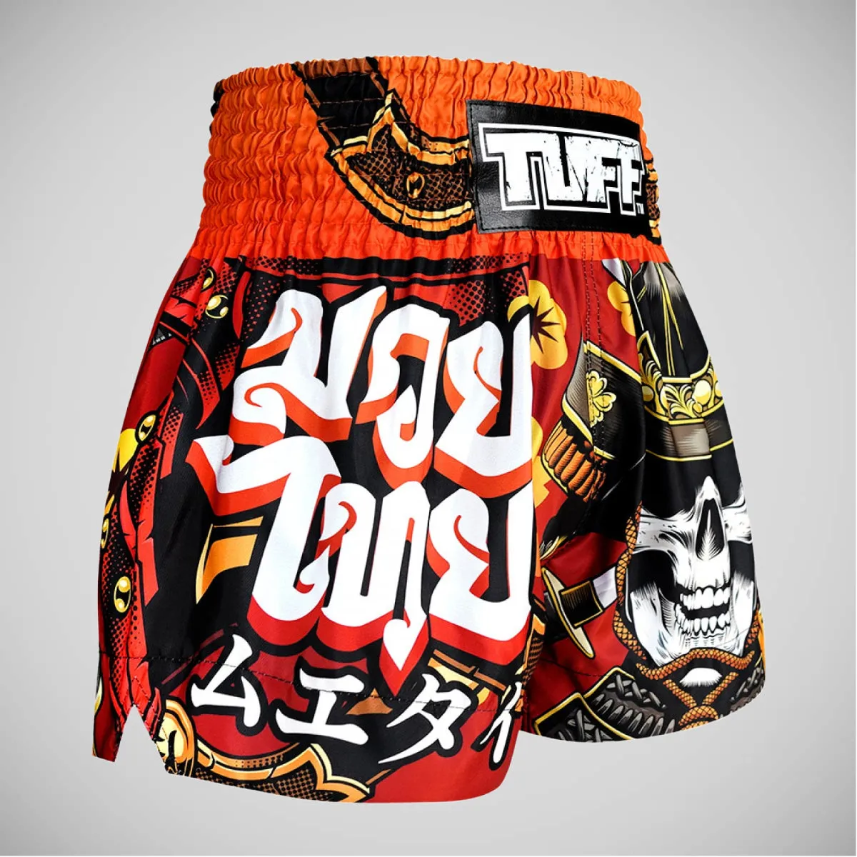 TUFF Sport MS658 Samurai Skull Muay Thai Shorts Orange/Black