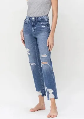 Ultra High Rise Straight Leg Distressed Jeans ~ FINAL SALE