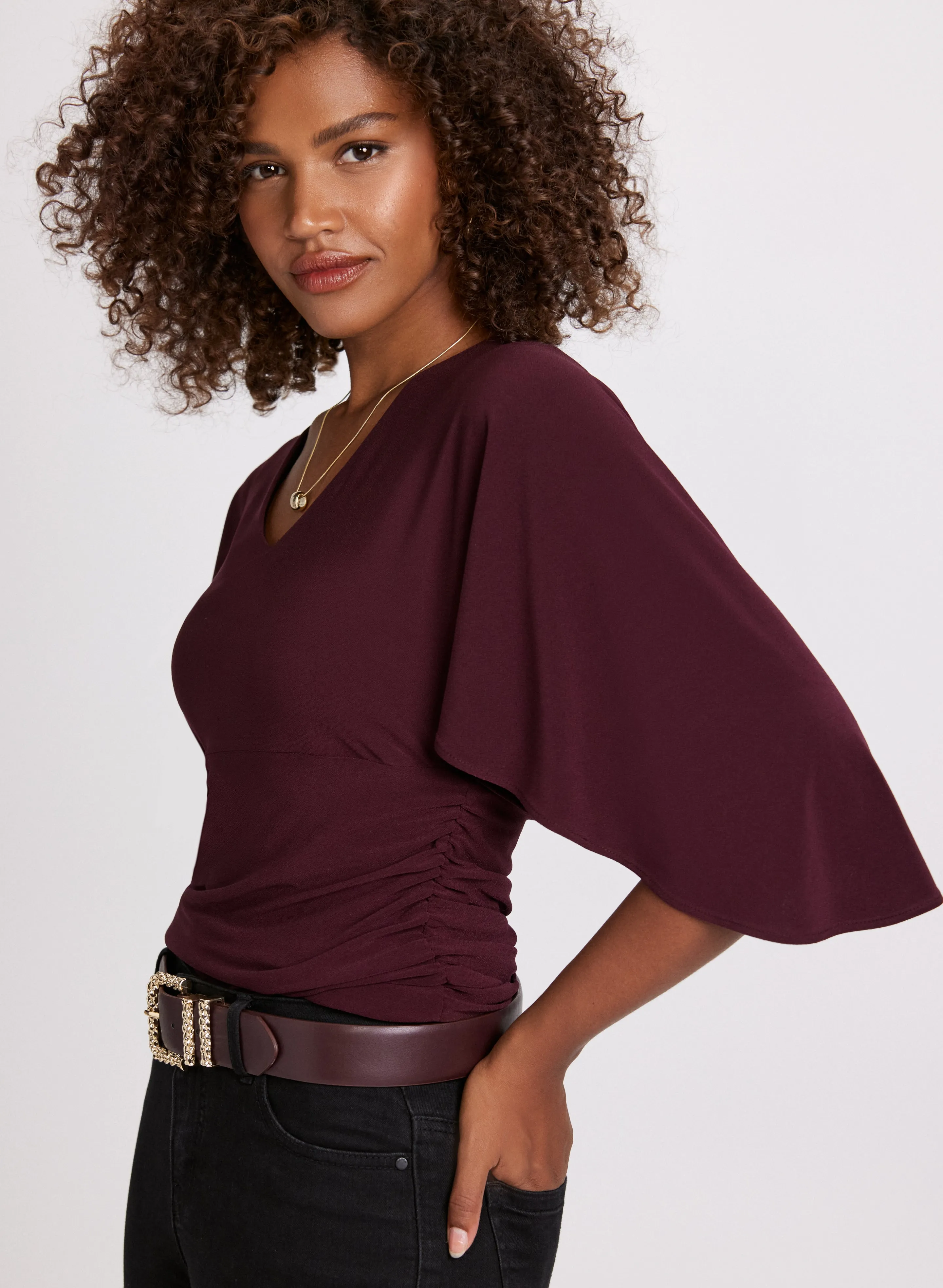 V-Neck Flared Sleeve Top