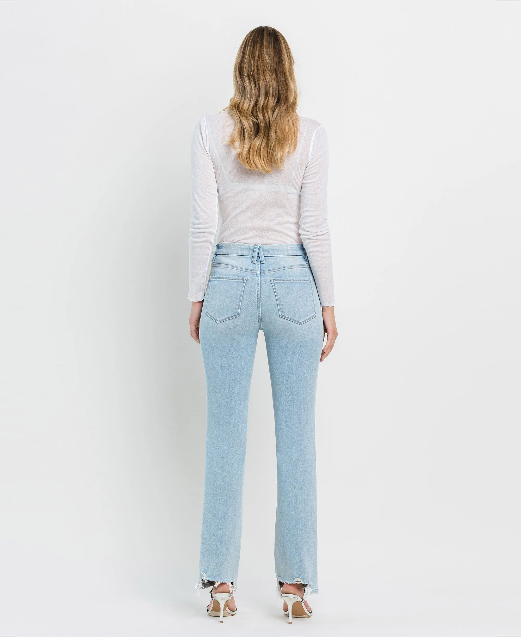 Well Connected - High Rise Distressed Hem Bootcut Jeans