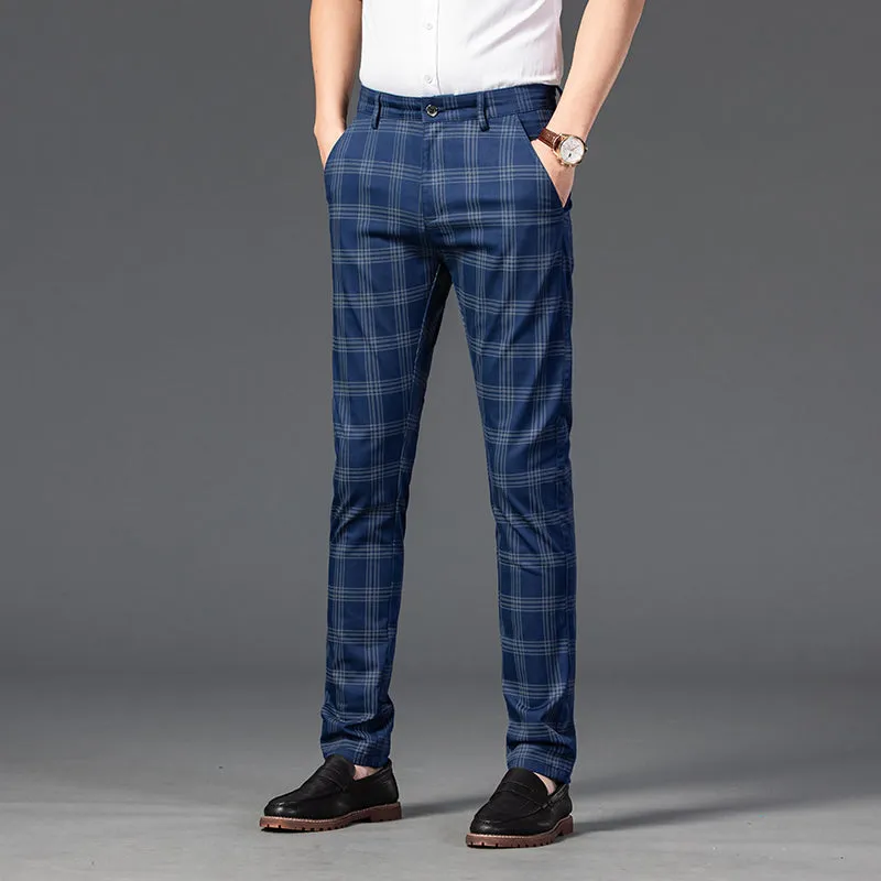 West Louis™ Brand Plaid Business-Men Style Dress Pants