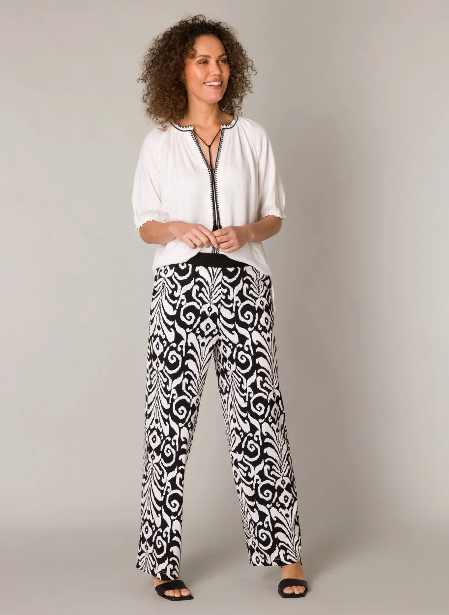 Wide leg jersey trouser