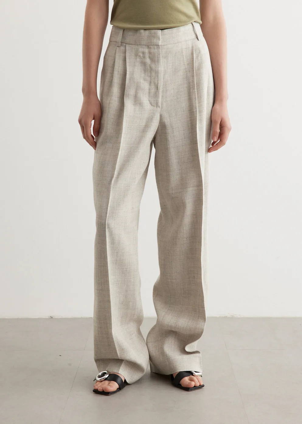 Wide Leg Pleated Trousers