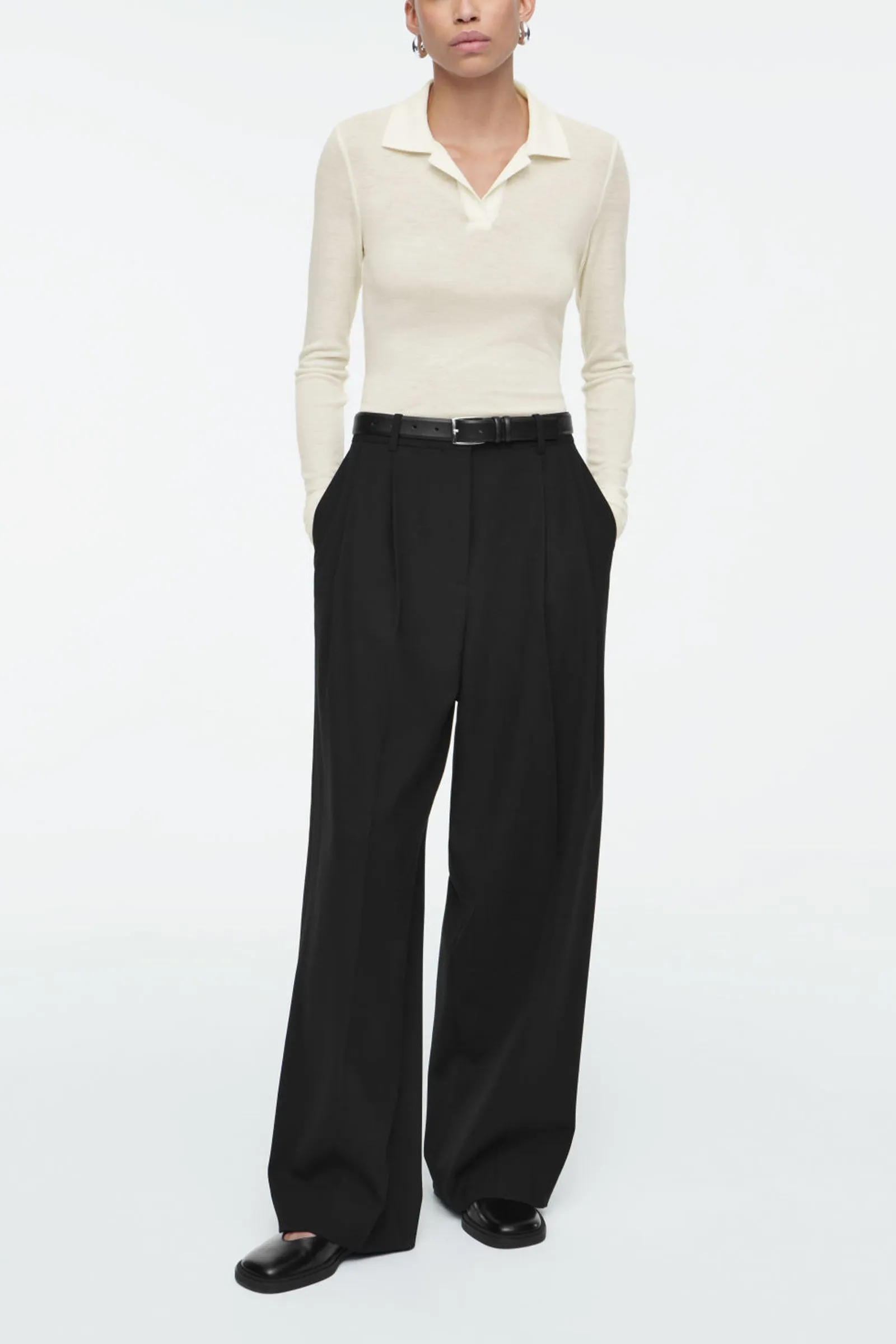 Wide-leg Tailored Twill Trousers