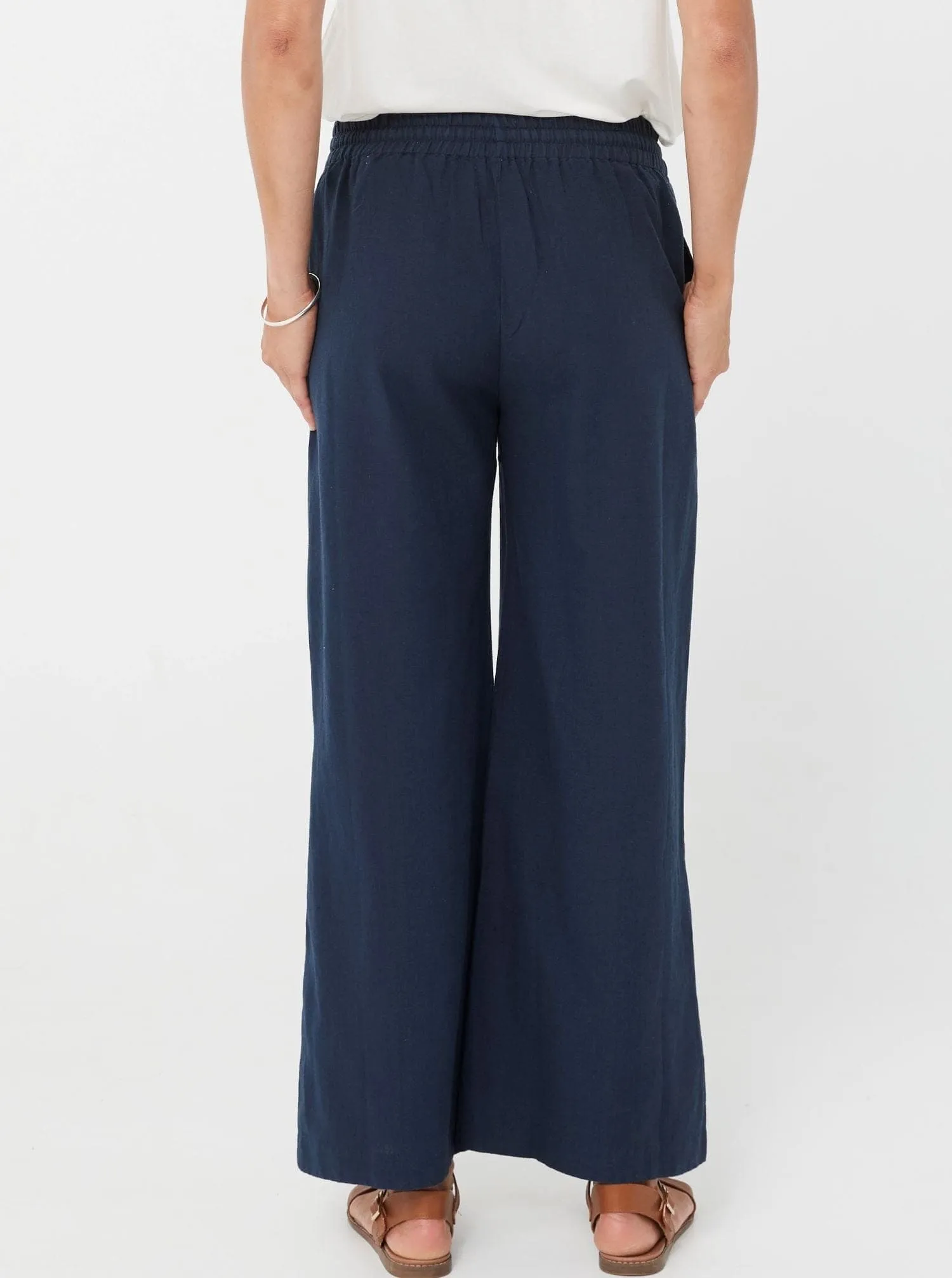 Woman Winter Cotton and Linen Pants Valentina Trousers - Navy/Cotton & Linen