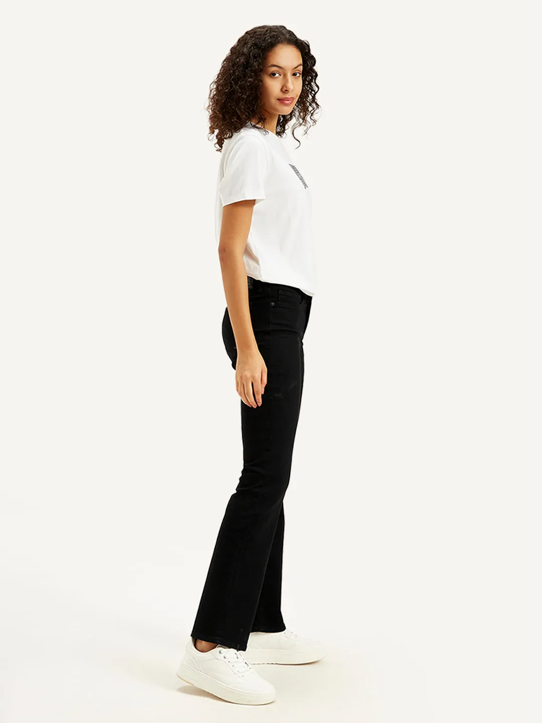 Women's High Rise 315 Bootcut Black Jeans